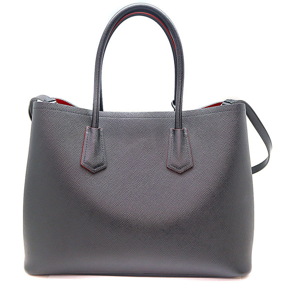 Prada Leather Large Bag Black Double Double 2WAY - Picture 1 of 15
